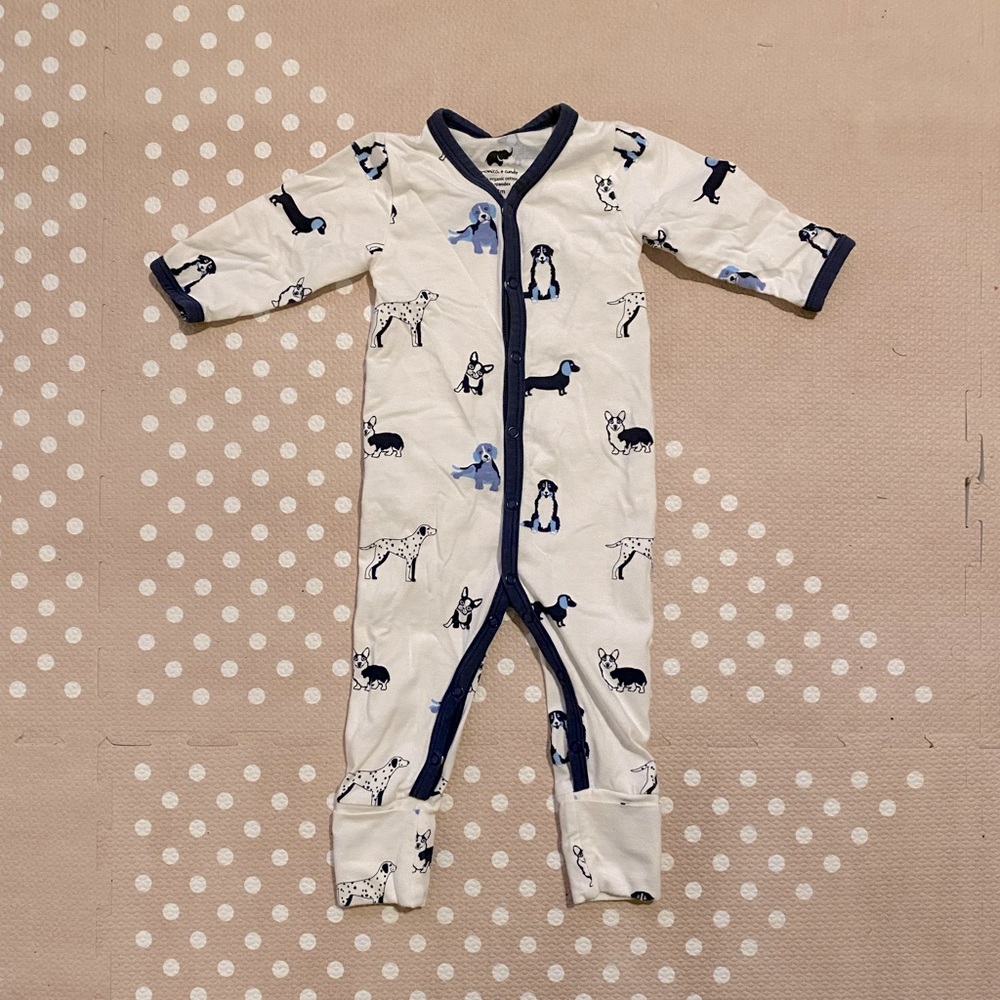 Monica + Andy snap up baby long sleeve onesie pajamas with dog print
